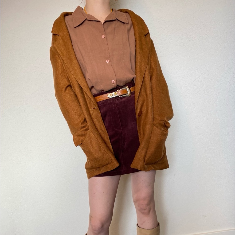 Vintage Brown Linen Oversized Blazer - Picture 1 of 6